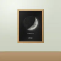 Moon phase print in the ink black theme in an oak frame