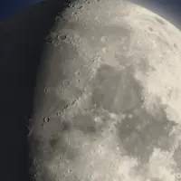 Close-up of the lunar surface on a moon phase print
