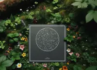 Starrymaps Poster on a forest floor, square size.